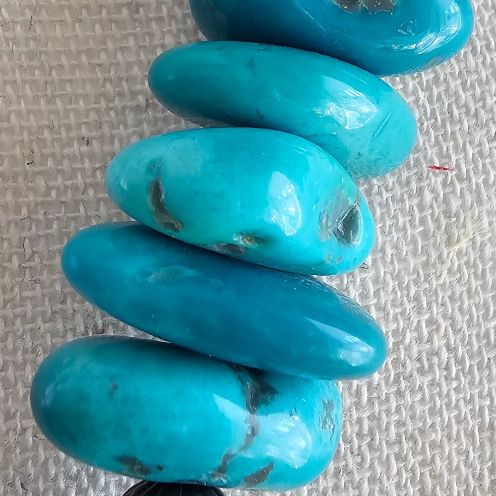Sleeping Beauty Turquoise  Sterling Silver   Strand Necklace,